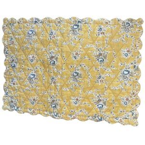 Vintage quilted yellow cloth placemats set of 3 cottagecore grannycore floral